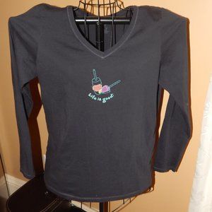 Ladies Classic Fit Life is Good Long Sleeve T-Shirt   Size M